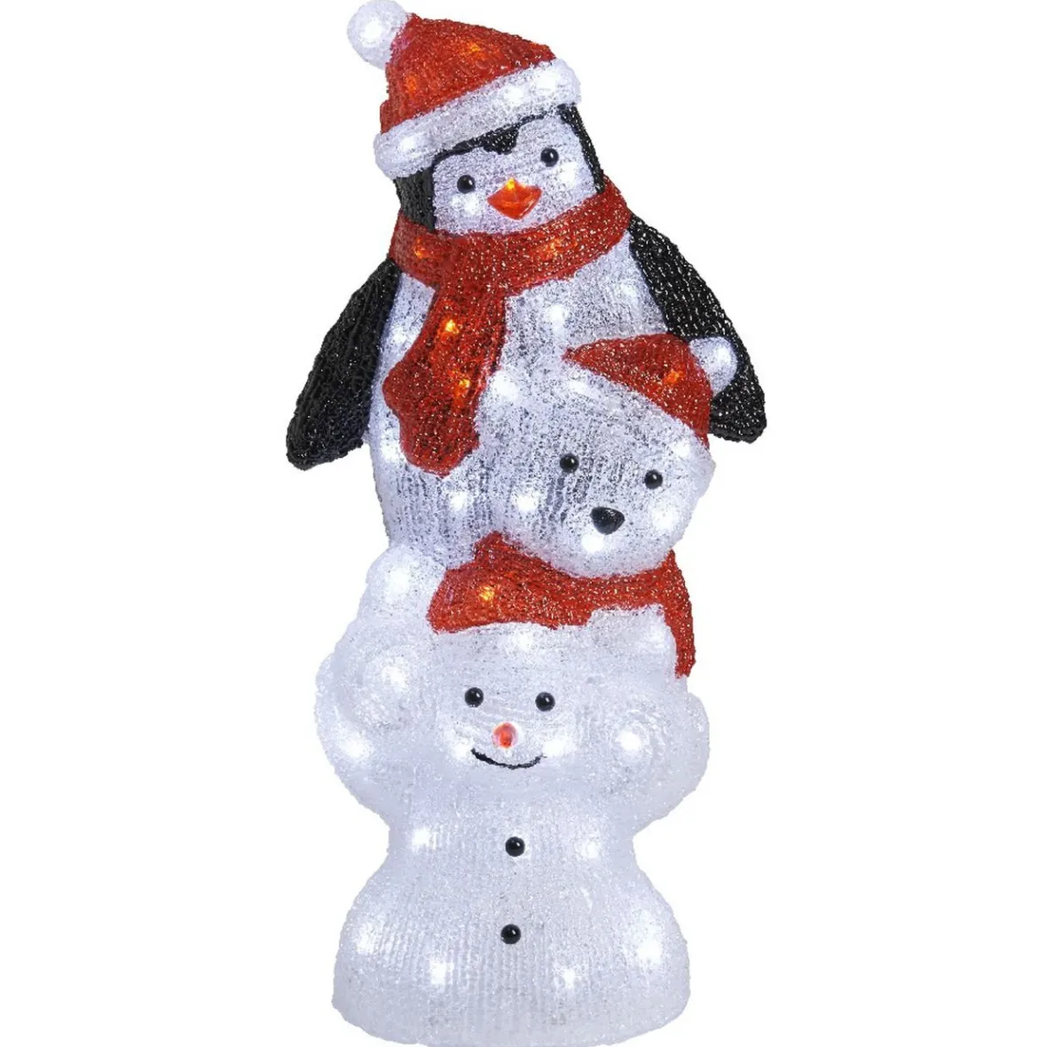 Pyramide bonhomme de neige ourson et pingouin lumineux-Gifi