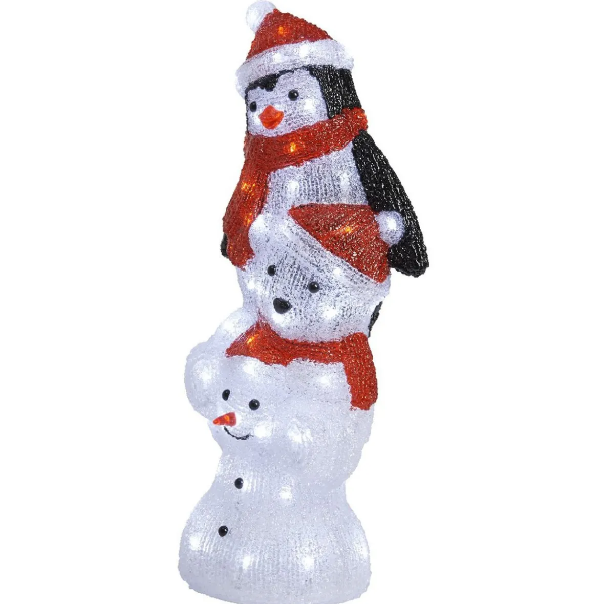 Pyramide bonhomme de neige ourson et pingouin lumineux-Gifi