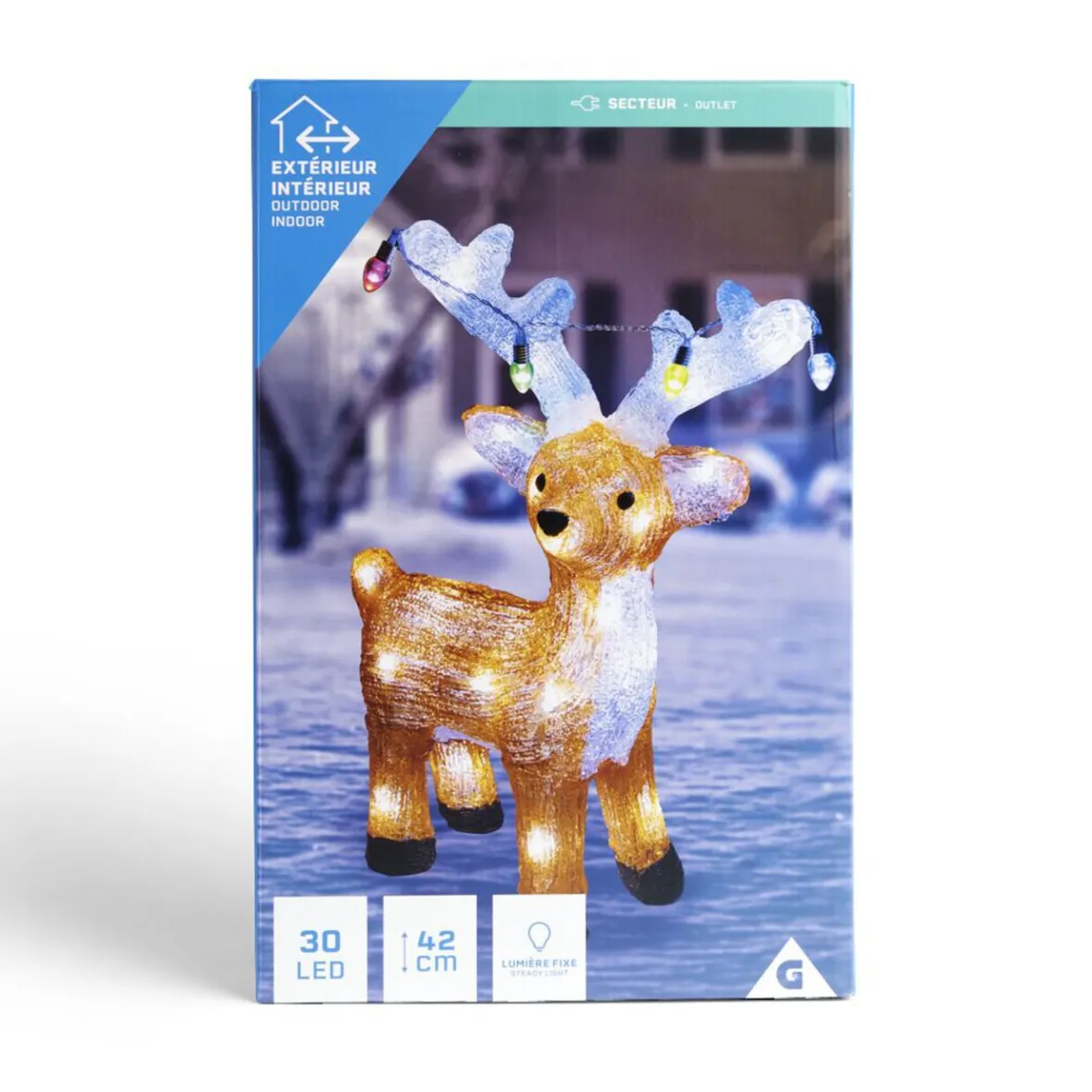 Renne lumineux décoration de Noël extérieur 30LED H42cm-Gifi Clearance