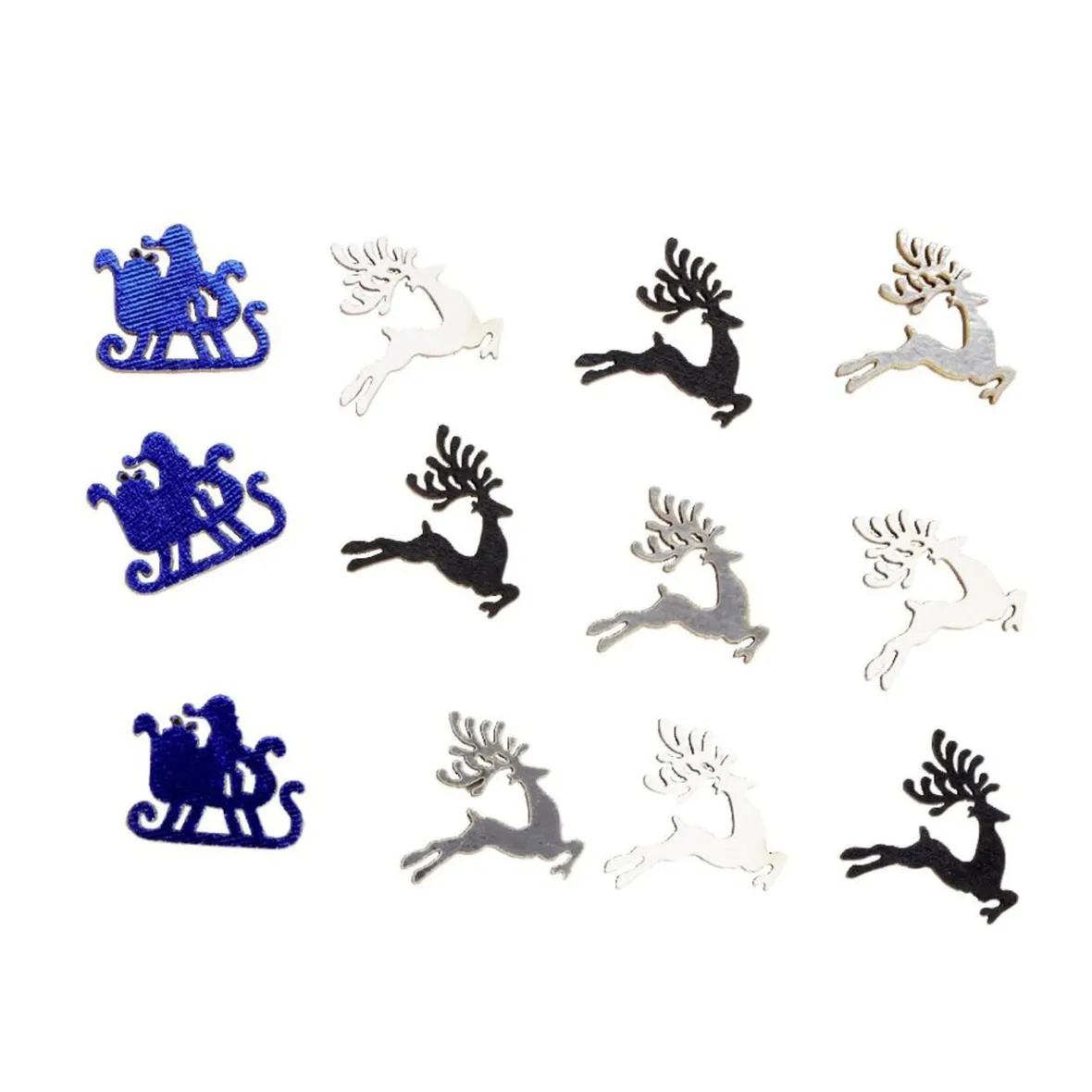 Rennes et traineau en bois pour décoration de table 12 pièces 2x2cm-Gifi Discount