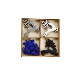 Rennes et traineau en bois pour décoration de table 12 pièces 2x2cm-Gifi Discount