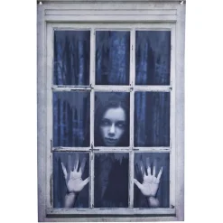 Rideau de fenêtre trompe l'oeil Halloween revenante 80xH120cm-Gifi Online