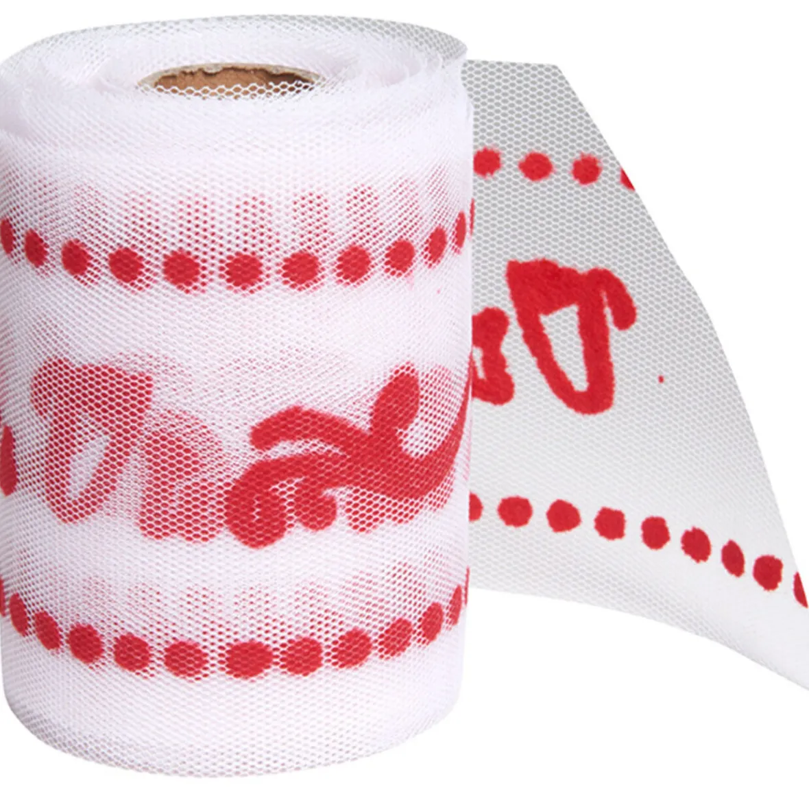 Rouleau de tulle vive les mariés blanc rouge-Gifi Hot