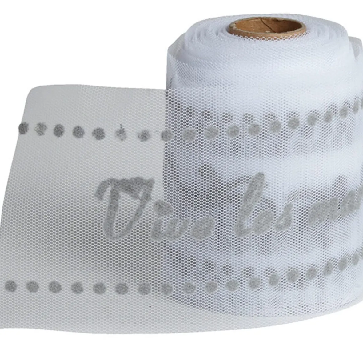 Rouleau de tulle vive les mariés blanc argenté-Gifi New