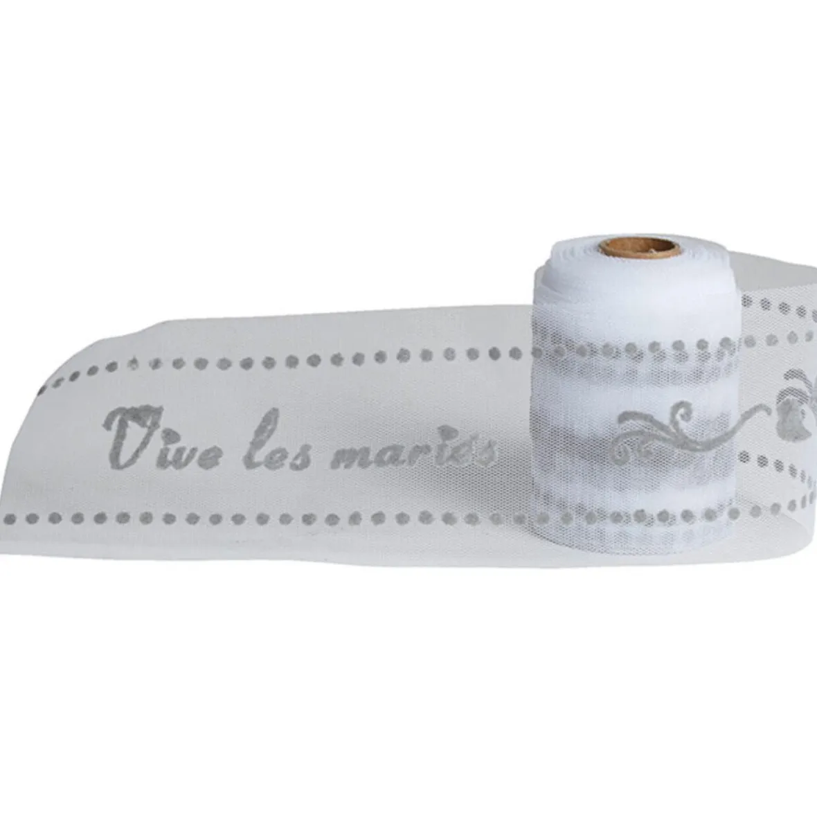 Rouleau de tulle vive les mariés blanc argenté-Gifi New