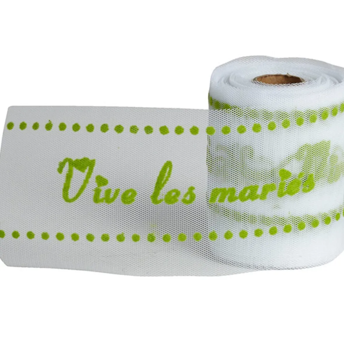 Rouleau de tulle vive les mariés blanc vert anis-Gifi Sale