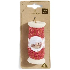 Rouleau fil coton rouge et doré 15m-Gifi Outlet