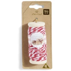 Rouleau fil coton rouge et blanc 15m-Gifi Discount