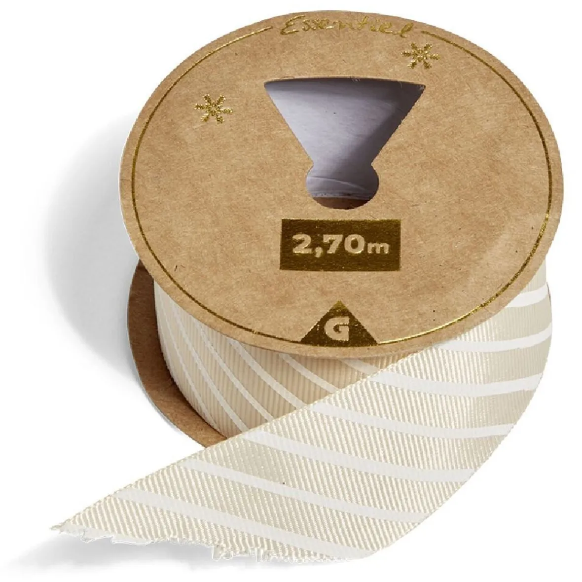 Rouleau ruban imprimé diagonal blanc et beige 2,7m-Gifi Sale