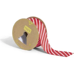Rouleau ruban imprimé diagonal rouge et blanc 2,7m-Gifi Outlet