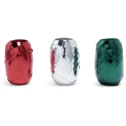 Ruban bolduc brillant rouge argenté vert x3-Gifi New