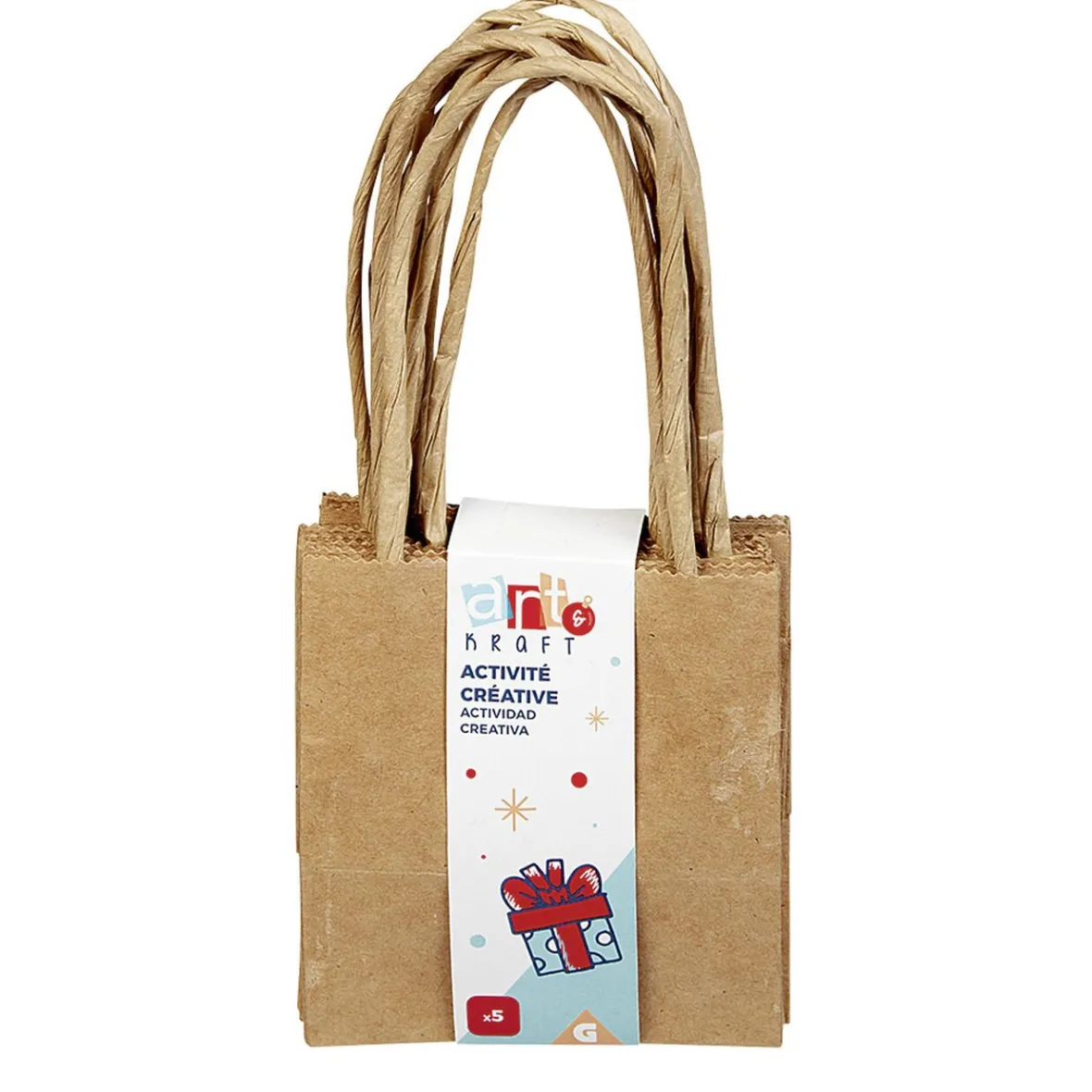 Sac à cadeau en papier kraft marron x5-Gifi Clearance