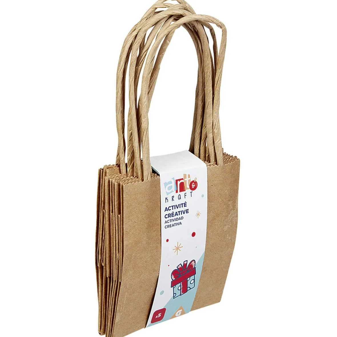 Sac à cadeau en papier kraft marron x5-Gifi Clearance