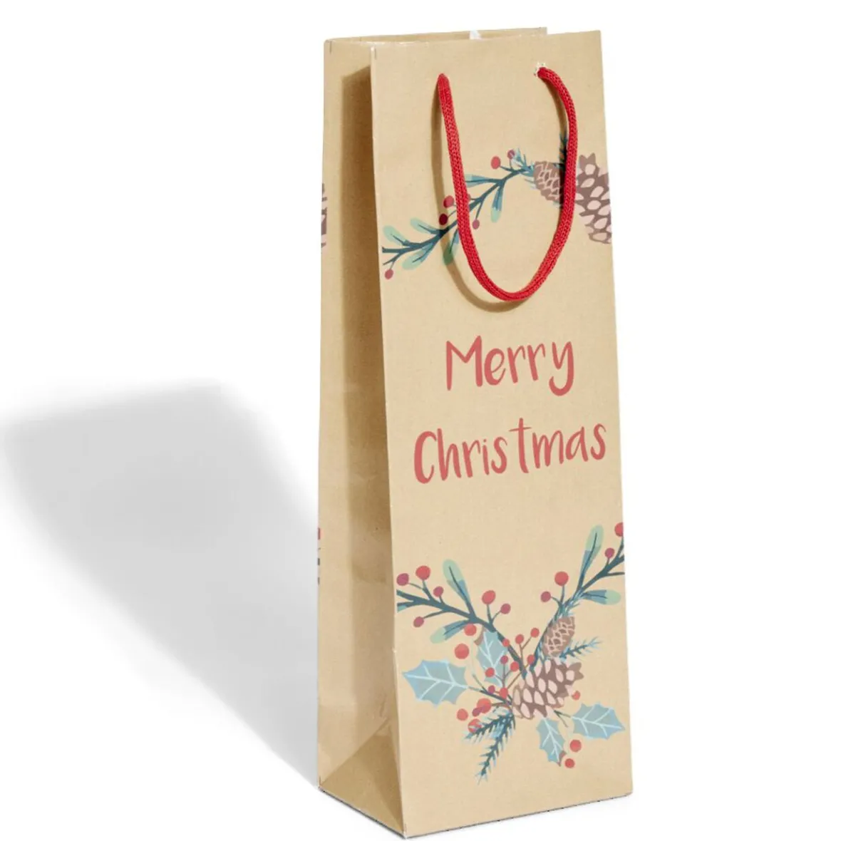 Sac bouteille Noël papier recyclé marron 12x8,5xH35cm - 3 modèles-Gifi Clearance