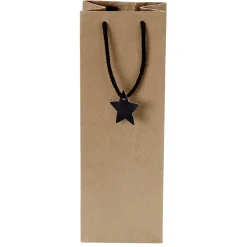 Sac bouteille papier recyclé certifié FSC® marron 12x8,5xH35cm-Gifi Discount