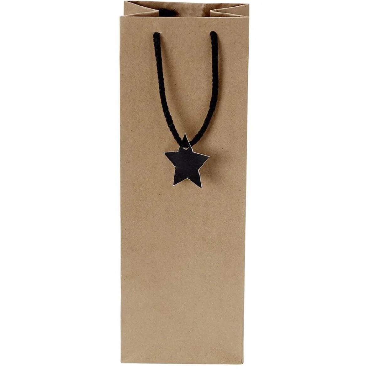 Sac bouteille papier recyclé certifié FSC® marron 12x8,5xH35cm-Gifi Discount