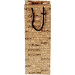 Sac bouteille papier recyclé certifié FSC® marron 12x8,5xH35cm-Gifi Discount