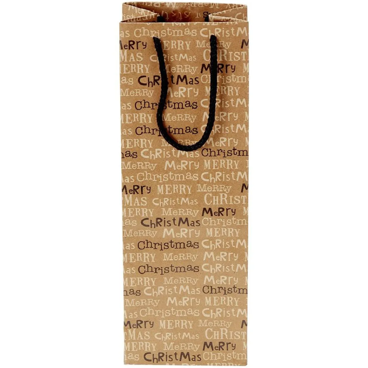 Sac bouteille papier recyclé certifié FSC® marron 12x8,5xH35cm-Gifi Discount