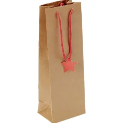 Sac bouteille papier recyclé certifié FSC® marron 12x8,5xH35cm-Gifi Discount