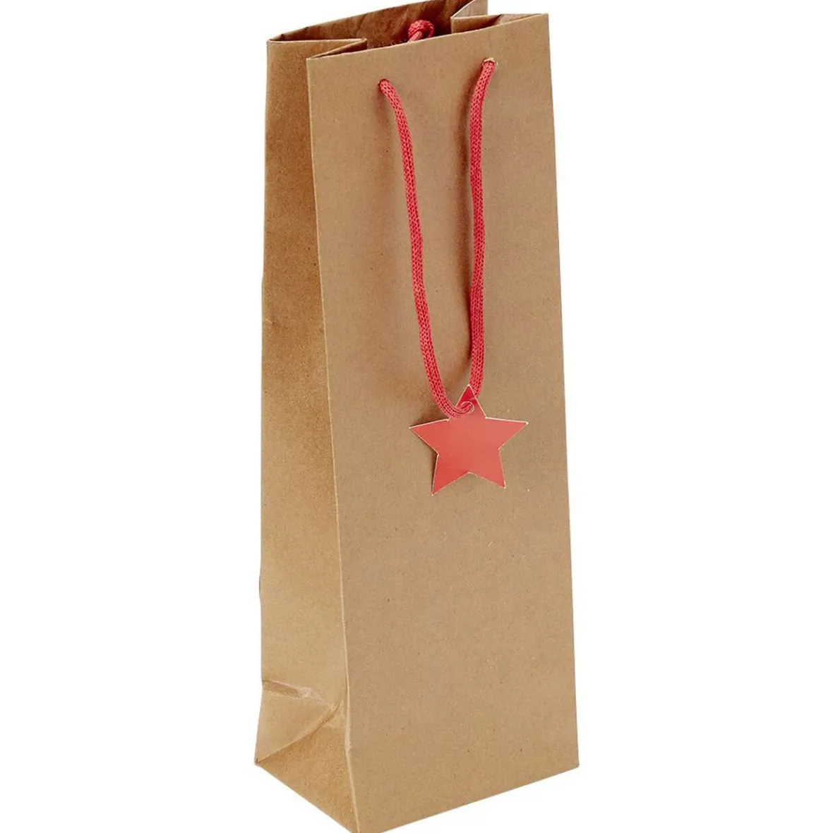 Sac bouteille papier recyclé certifié FSC® marron 12x8,5xH35cm-Gifi Discount