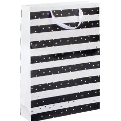 Sac cadeau blanc noir XL motifs pois doré-Gifi Hot
