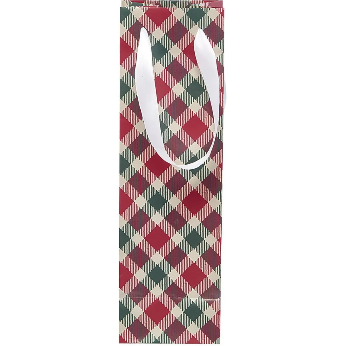 Sac cadeau bouteille rouge motif flocon ou tartan-Gifi