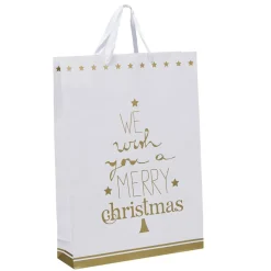 Sac cadeau de Noël blanc et doré grand modèle-Gifi Sale