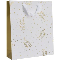 Sac cadeau de Noël doré taille M-Gifi New