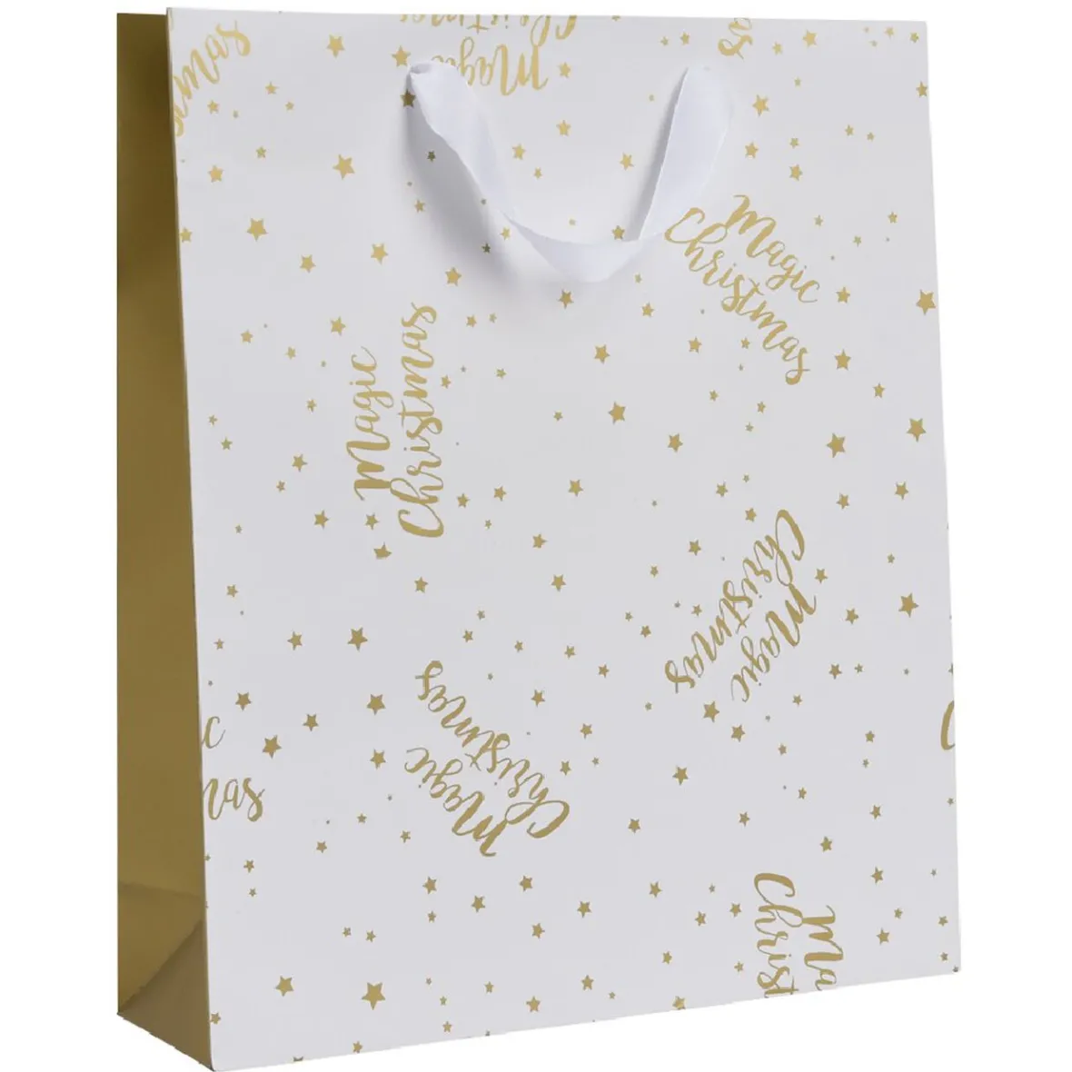 Sac cadeau de Noël doré taille M-Gifi New