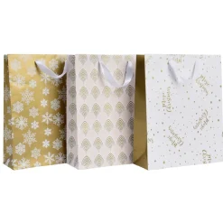 Sac cadeau de Noël doré taille M-Gifi New