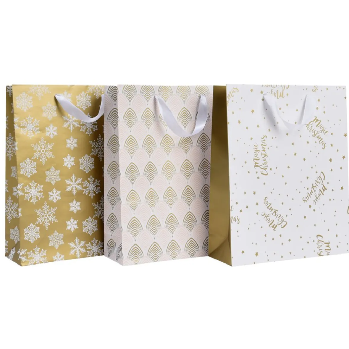 Sac cadeau de Noël doré taille M-Gifi New