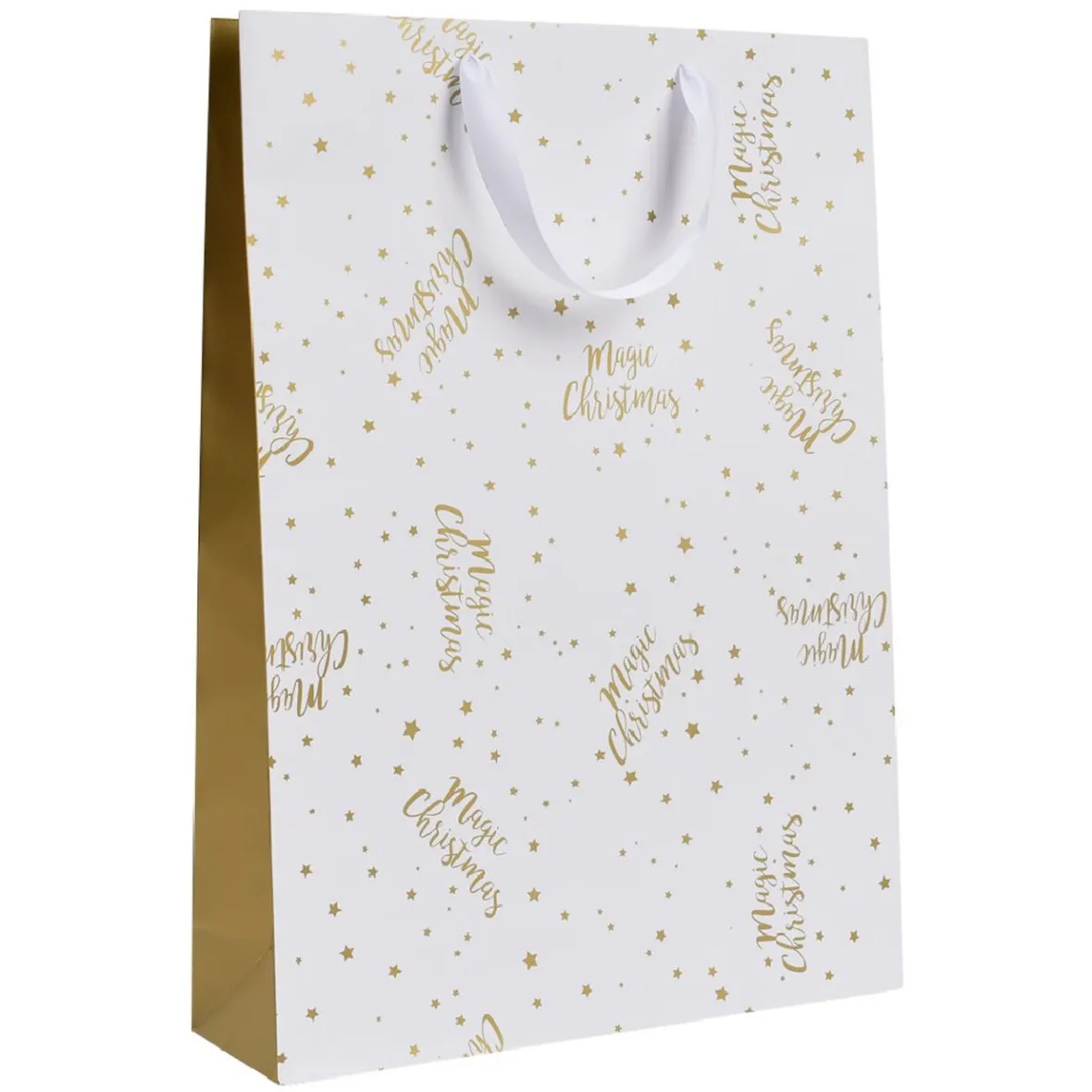 Sac cadeau de Noël doré taille L-Gifi Discount