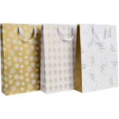 Sac cadeau de Noël doré taille L-Gifi Discount