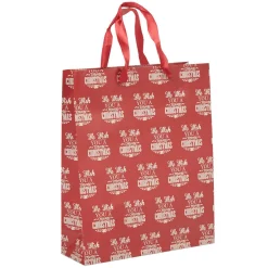 Sac cadeau de Noël rouge et blanc modèle moyen-Gifi Discount