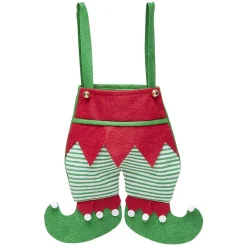 Sac cadeau en forme d'habit de lutin rouge et vert-Gifi Outlet