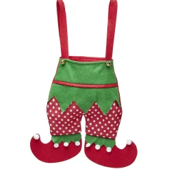 Sac cadeau en forme d'habit de lutin rouge et vert-Gifi Outlet