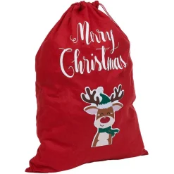 Sac cadeau hotte en feutrine rouge motif Noël-Gifi New
