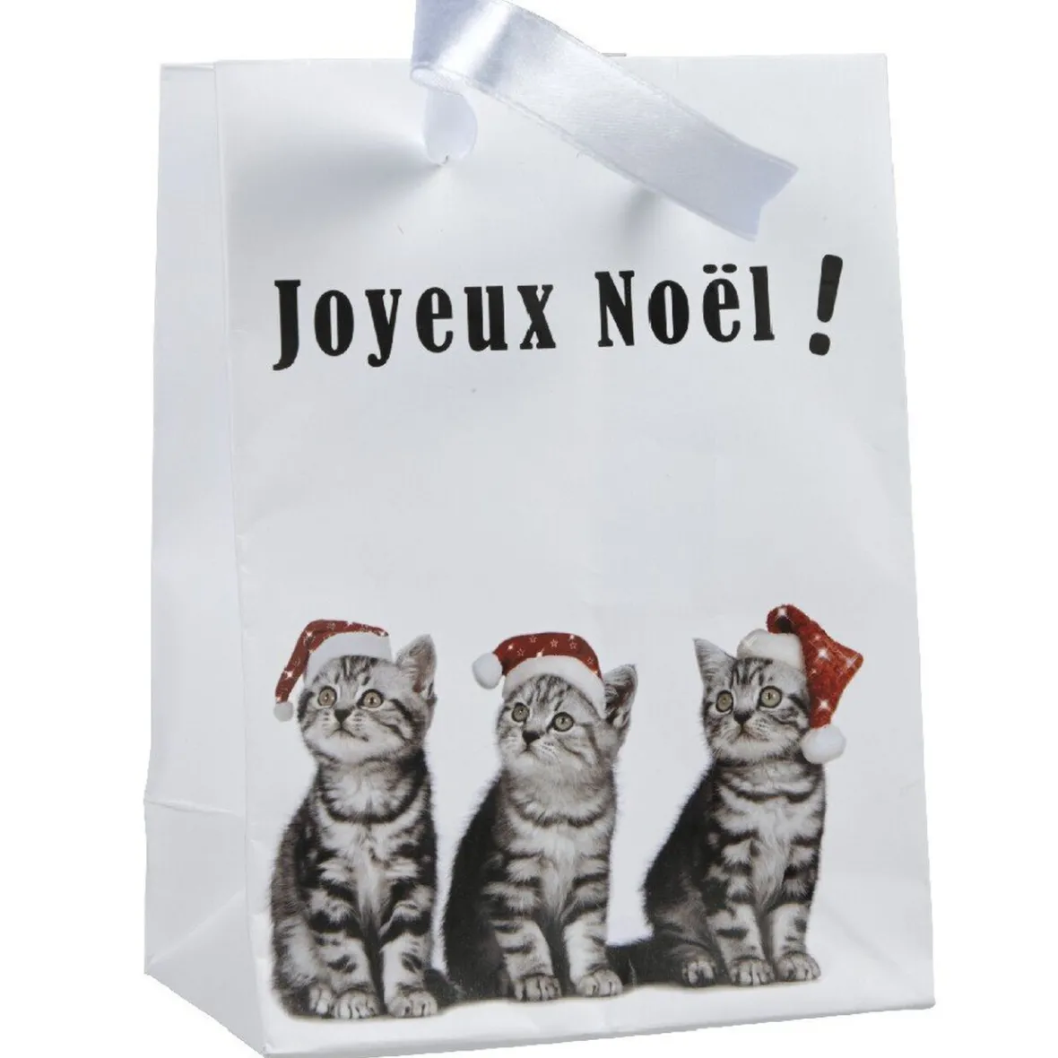 Sac cadeau Joyeux Noël motif chats petit modèle-Gifi New