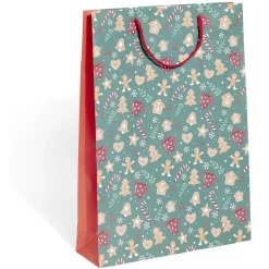 Sac cadeau motif gnome Père Noël ou biscuit pain d'épices - Taille L-Gifi Clearance