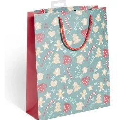 Sac cadeau motif gnome Père Noël ou biscuit pain d'épices - Taille M-Gifi Sale