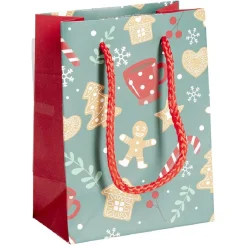 Sac cadeau motif gnome Père Noël ou biscuit pain d'épices - Taille S-Gifi Sale