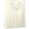 Sac cadeau motifs géométriques blanc et doré-Gifi