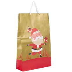 Sac cadeau naturel motif Père Noël vert rouge XL-Gifi Online