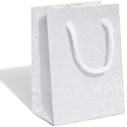 Sac cadeau Noël argenté pailleté ou bleu motif flocon -Taille S-Gifi Hot