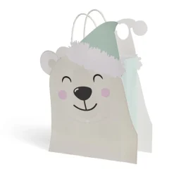 Sac cadeau Noël en papier forme tête ours blanc 25,5xH31,5cm-Gifi Best