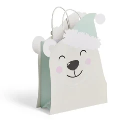 Sac cadeau Noël en papier forme tête ours blanc 25,5xH31,5cm-Gifi Best