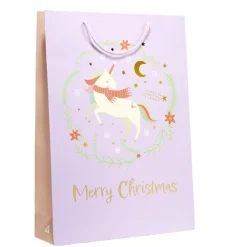 Sac cadeau Noël enfant licorne ou dinosaure 33xH46cm - 2 modèles-Gifi