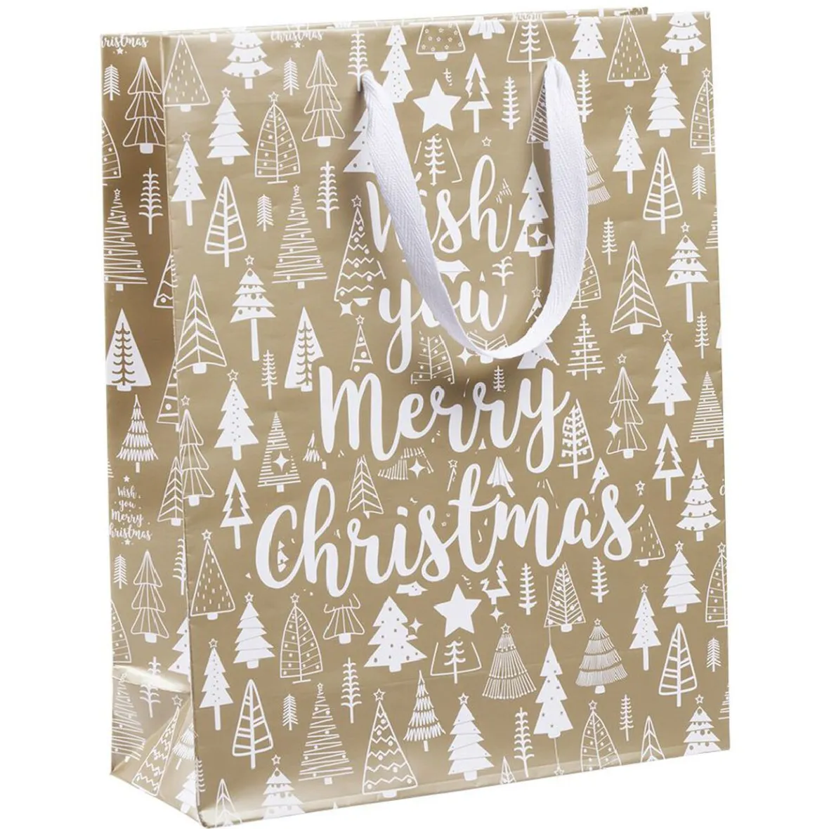 Sac cadeau Noël imprimé doré L26x32 cm-Gifi