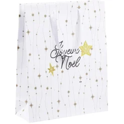 Sac cadeau Noël imprimé doré L26x32 cm-Gifi