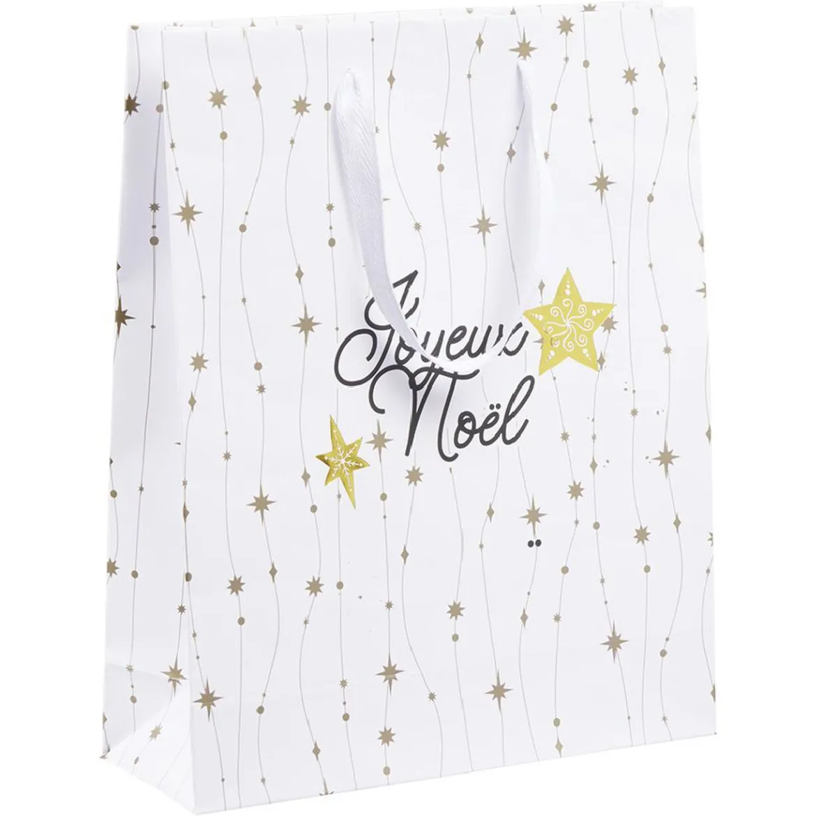 Sac cadeau Noël imprimé doré L26x32 cm-Gifi